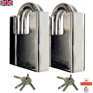 2X HEAVY DUTY PADLOCK ARMOURED SECURITY LOCK WAREHOUSE OUTDOOR SHED 3 KEYS 40MM - Picture 1 of 3