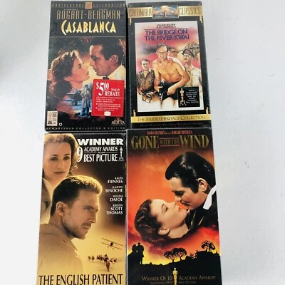 Classic Movie Lot (4) VHS Casablanca-Gone With The Wind-The English Patient NEW - Image 1 of 4
