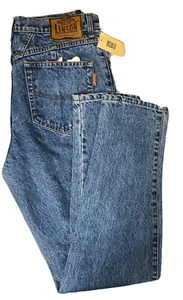 Vintage Linson Indigo Mens 33x34 Blue Denim Jeans Ankle Leg B-02 Dead-stock 90s - Picture 1 of 9