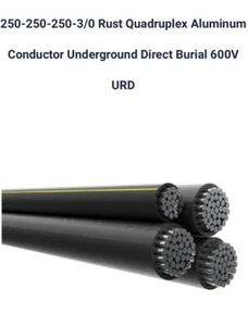 10’ Length 250-250-250-3/0 Aluminum URD Direct Burial Cable (250 Amp) 600V - Picture 1 of 3