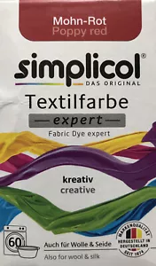 Simplicol Textilfarbe expert - Mohn Rot - auch für Wolle & Seide - 150 gr - Bild 1 von 4