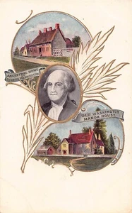 Carte postale UDB en relief George Washington maison ancestrale et manoir années 1900 - Photo 1/2