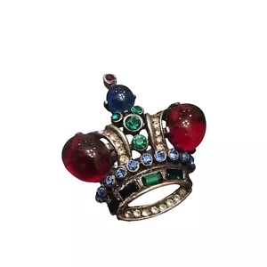 Vintage Trifari Krönung mit Juwelen Sterling Krone Brosche Pat #137542 (A4617) - Bild 1 von 9
