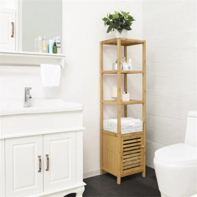 Bathroom Cabinet Tall Storage Cupboard Slim Furniture Shelf Toilet Laundry Unit - image 1 of 4