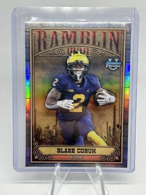 Blake Corum 2023 Bowman Chrome U Ramblin Man #RM-8  Michigan - Image 1 of 2
