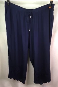 AUTOGRAPH NAVY BLUE EMBROIDERED LACE HEM PANTS SIZE 16 COMFORTABLE NEW RRP$110 - Picture 1 of 14