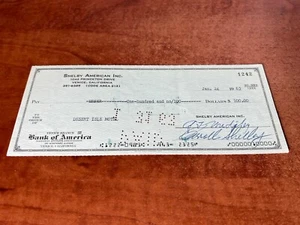 Carroll Shelby Firmado Cheque 1963 American Desert Isle Motel Coche de Carreras Cobra GT - Imagen 1 de 2