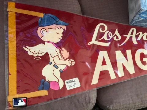 RARE 1960's Angels Banner Old Vintage Pennant Los Angeles Anaheim Ticket Flag LA Cover