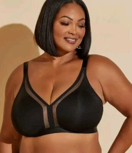 Ashley Stewart Wirefree Mesh Insert Black Bra 44c NWT - Picture 1 of 7