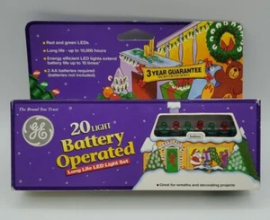 NOS - GE 20 LED Light RED GREEN Christmas Lights Indoor - (Battery) - Picture 1 of 5