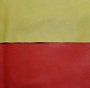 Leatherette Fabric PU Coated Viscose Yellow and Coral Red Colours 55" Wide - Picture 1 of 7