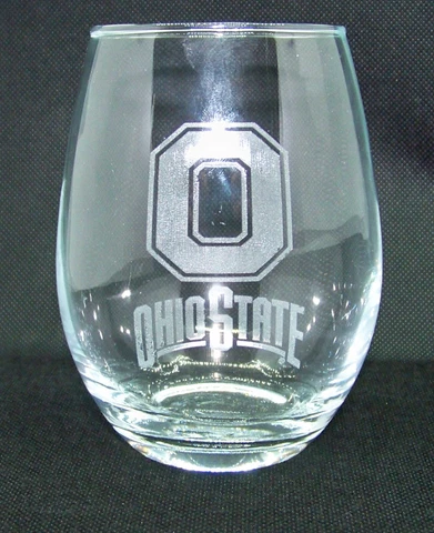 Ohio State Buckeyes Etched Logo Stemless Wine Glass 15 oz Cover