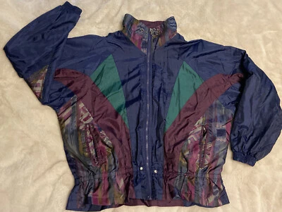 Винтажный New York Classics женщин большой ветровка куртка пеплум цвет блока - Изображение 1 из 4