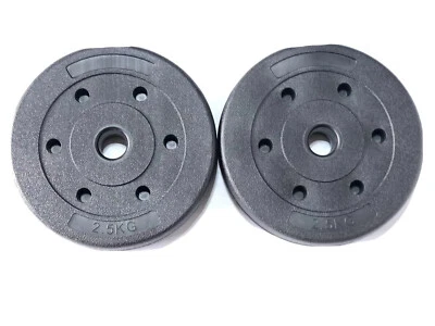 2 - 2.5KG/5.5LB Weight Plates Disk Vinyl Black Set Pair New - Image 1 of 4