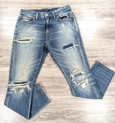 Lucky Brand Jeans Mens 29x30 Blue 411 Athletic Tapered Stretch Distressed - Image 1 of 4