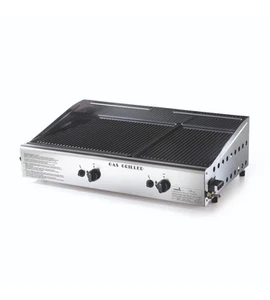 BARBECUE A GAS OMPAGRILL CON PLANCHA DOPPIA RIGATA 2 BRUCIATORI 70,5X44X21,5 CM - Foto 1 di 2