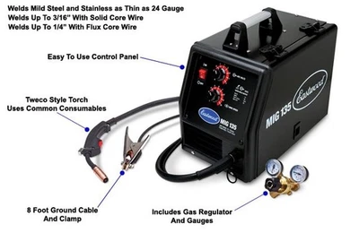 Eastwood MIG 135 Amp  Welder, 110V - w/Gas Regulator and Gauges - Image 1 of 4