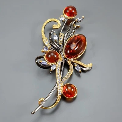 Broche ámbar natural joyería plata de ley 925/NB30526 Foto 1 de 4