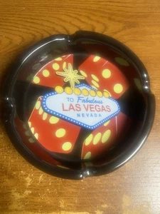 Cenicero negro vintage Welcome to Fabulous Las Vegas Nevada de 4 pulgadas (sin usar) - Imagen 1 de 3
