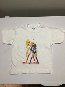 Vintage Sailor Moon GIRLS SIZE 5 T Shirt Anime 1997 Sailor Mercury & Sailor Moon - Picture 1 of 8