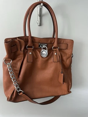 Michael Kors Large Camel Brown Soft Leather Hamilton Tote Satchel Fall Crossbody - Image 1 of 4