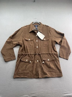 Denim & Co. Chaqueta Mujer X-Grande Marrón Safari Utilidad Cordón Cintura Bolsillos Foto 1 de 4