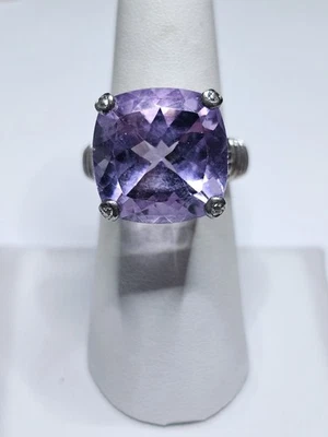 Vintage Sterling Silver TGGC 16.4 ct Amethyst Cocktail Ring! Size 7 1/4!  B1-66 - Image 1 of 4