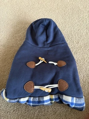 NUEVO SIN ETIQUETAS Chaqueta de perro azul forrada de lana con capucha por vibrante talla natural mediana Foto 1 de 3