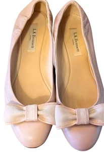 L.K. Bennett London rosa Leder Preloved Schleife Ballerinas Größe 7,5 * - Bild 1 von 2