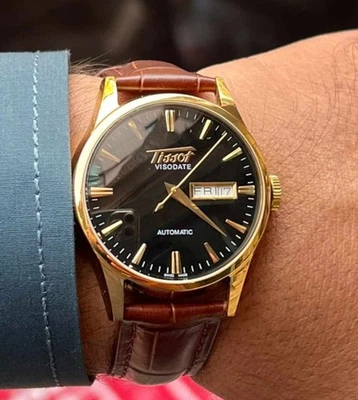 Автоматические мужские часы Tissot Heritage с черным циферблатом visodate позолота - Изображение 1 из 4
