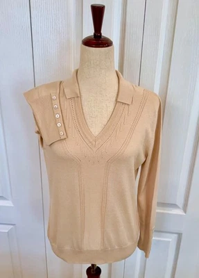 Suéter para mujer talla mediana, seda, algodón y cachemir, suéter con cuello, manga larga Foto 1 de 4