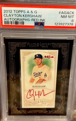 2012 Clayton Kershaw Topps A & G Autographs-Red Ink 05/10. - Image 1 of 4