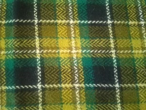 Vintage Retro Pure Wool Green Tweed Tartan Check Material Fabric - Picture 1 of 6