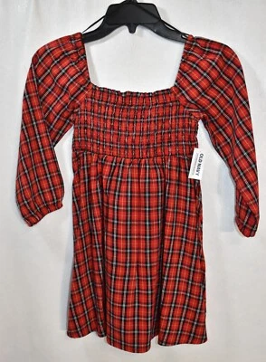 Vestido antiguo azul marino a cuadros rojo talla 6-7 para niña Foto 1 de 4