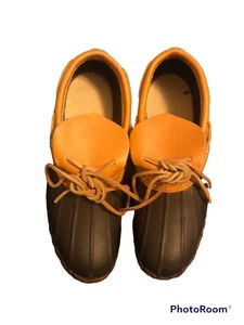 LL BEAN BOOTS Made USA Women’s 9 Brown Duck Rubber Shoes Vintage - Picture 1 of 12