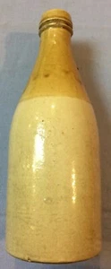 Vintage Porcelain Bottle Gold Tan 8 1/2 Tall 3 1/4 Wide At Base #20 - Picture 1 of 7