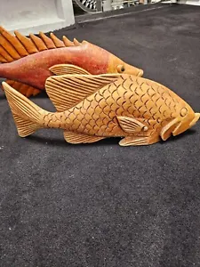 Used Vintage Hand Carved Wooden Fish . Originated From Jamaica.  - Picture 1 of 14