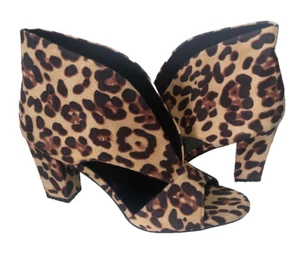 NEW Leopard Print Size 10 Slip-On Ankle Booty Heels Faux Leather Shoes Club Wear - Picture 1 of 5
