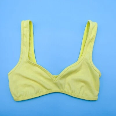 Top de bikini acanalado amarillo For Love & Lemons XS pulóver sin relleno correa ancha natación Foto 1 de 4
