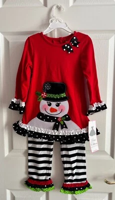 EDICIONES RARAS ~ Muñeco de Nieve Rojo Navidad Juego de 2 Piezas Talla 4T - NUEVO CON ETIQUETAS Foto 1 de 4