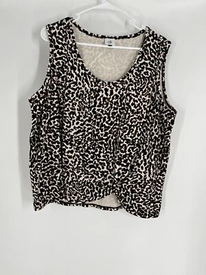 CABI Mujer Camiseta Sin Mangas Talla XXL Estampado Leopardo Sin Mangas Nudo Lateral Elástico Foto 1 de 4