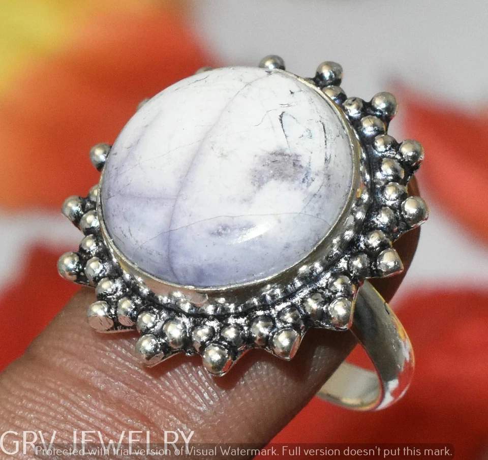Porcelain Jasper Gemstone Ring 925 Sterling Silver Overlay Us Size 8" U300-F198 - Image 1 of 1