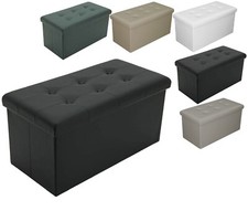 PUFF POUF CONTENITORE ECOPELLE PANCA BAULE IMBOTTITO BOTTONI TRAPUNTATO