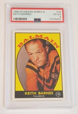 Keith Barnes Balmain Tigers 1968 A Scanlens Rugby League  PSA 4 NRL NSWRL (#160) - image 1 of 4