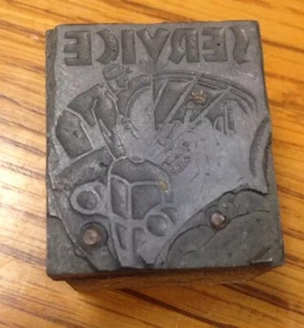 SERVICE KFZ MECHANIKER ANTIK COUPE OLDTIMER BUCHDRUCK DRUCKER BLOCK - Bild 1 von 9