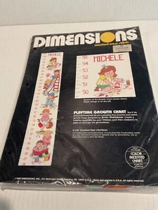1989 Dimensions 3682 cross stitch kit Playtime Growth Chart 6"x30" Finished - Picture 1 of 4