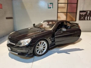 Mercedes SL65 AMG Black 2009 Hardtop Burago 1:24 Diecast Scale Model Car 21066 - Picture 1 of 12