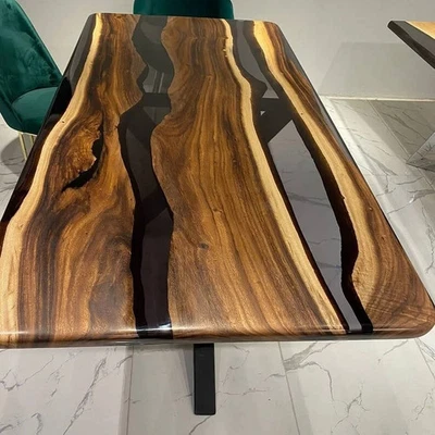 Epoxy Resin Wood Table Top Dining & Coffee Modern River Resin Table Custom Table - Image 1 of 4