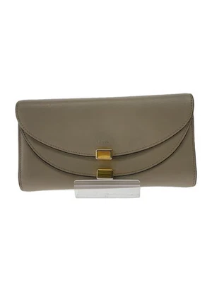 Cartera larga Chloe de cuero beige para mujer Foto 1 de 4