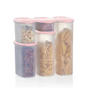 Tupperware Modular Mates Oval Storage Containers Set Clear w/ Pink Seals New - Picture 1 of 3